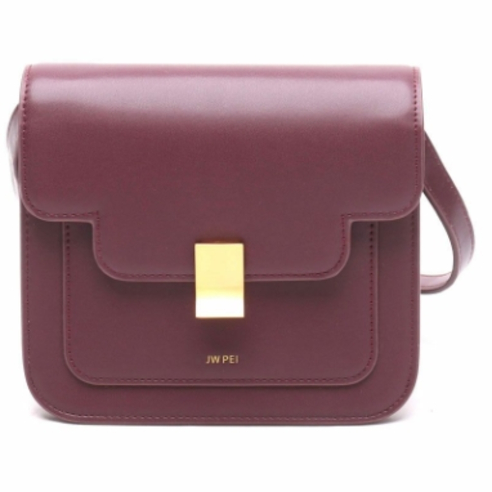 JW PEI Burgundy Crossbody Bag with Goldtone Clasp
